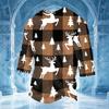 Men's Casual 3/4 Sleeve Neck T-Shirt with Christmas Print Holiday Top