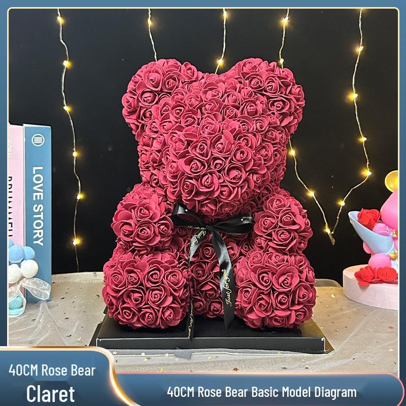 Eternal Rose Bear: Valentine's, Mother's Day & Birthday Gift, Floral Bouquet Ornament for Girlfriend.