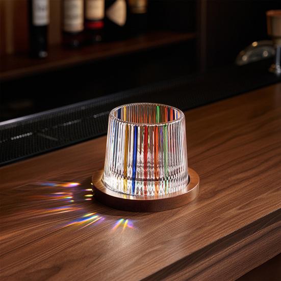 Drehbares Whiskey-Glas mit Holzständer, Handbemalter rotierender Tumbler für Bar, Schreibtischspielzeug zur Stressbewältigung Geschenk