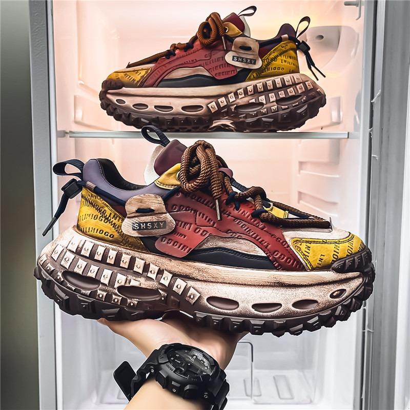 Men's shoes spring new men's thick-soled heightening casual shoes sports polish trendy shoes