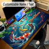 Koi Fish Theme Personalized Mouse Pad Custom Name Text Non Slip Desk Pad For Laptop Office Desktop