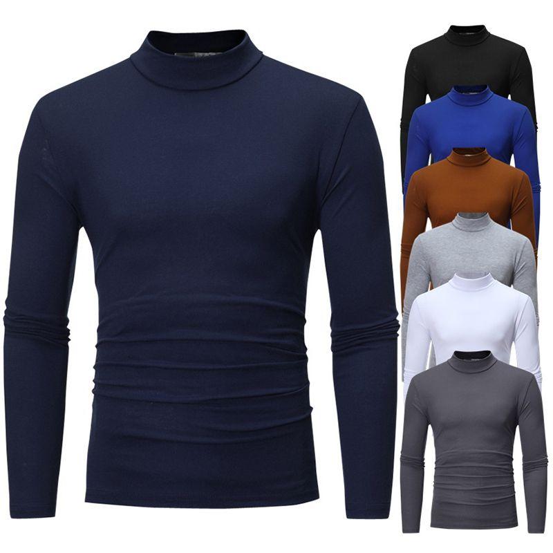 Men's Warm High Neck Solid Color Pullover Jumper Sweater For A Stylish Look