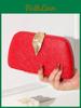 Vintage Pu Evening Clutch With Metal Leaf Cover For Formal Occasions