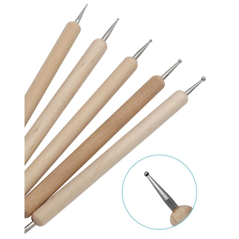 5 Pcs Clay Carving Tool Embossing Pen Dotting Pen with Two Ends Nail Art Pen for Embossing Pattern Clay Sculpting