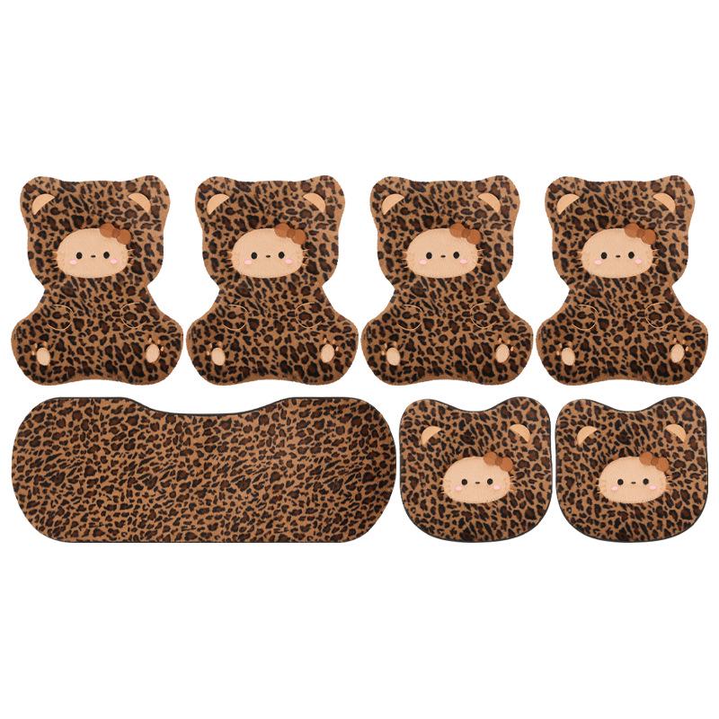 Leopard Print Kitten Cartoon Winter Plush Car Seat Cushion for ORA Good Cat, Ballet Cat, or Lightning Cat