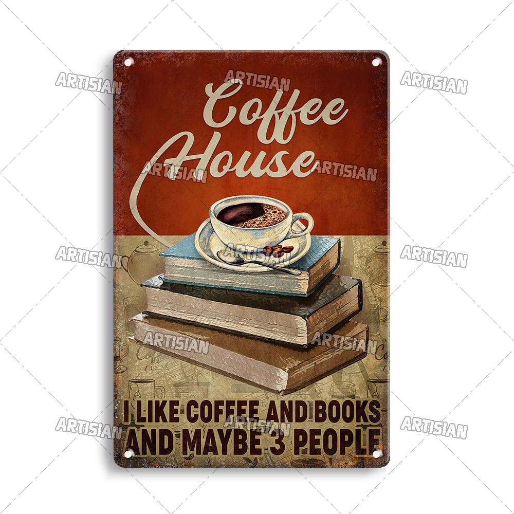Artisian Coffee Metal Plaque Cute Animal Tin Sign Drinking Funny Decorative Plate Wall Decor Garage Bar Pub Club Hotel Cafe