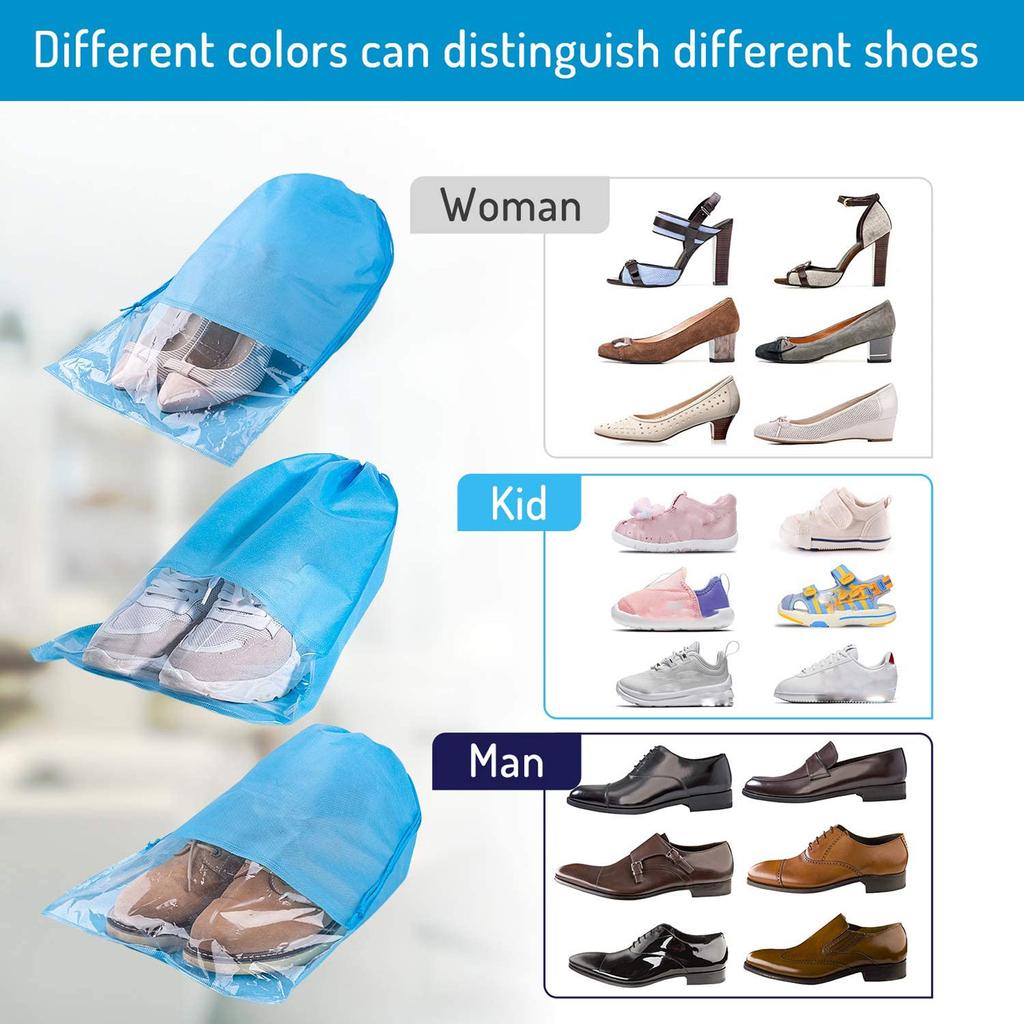 Travel Shoe Bags Large Shoe Storage Bag Portable Drawstring With Clear Window