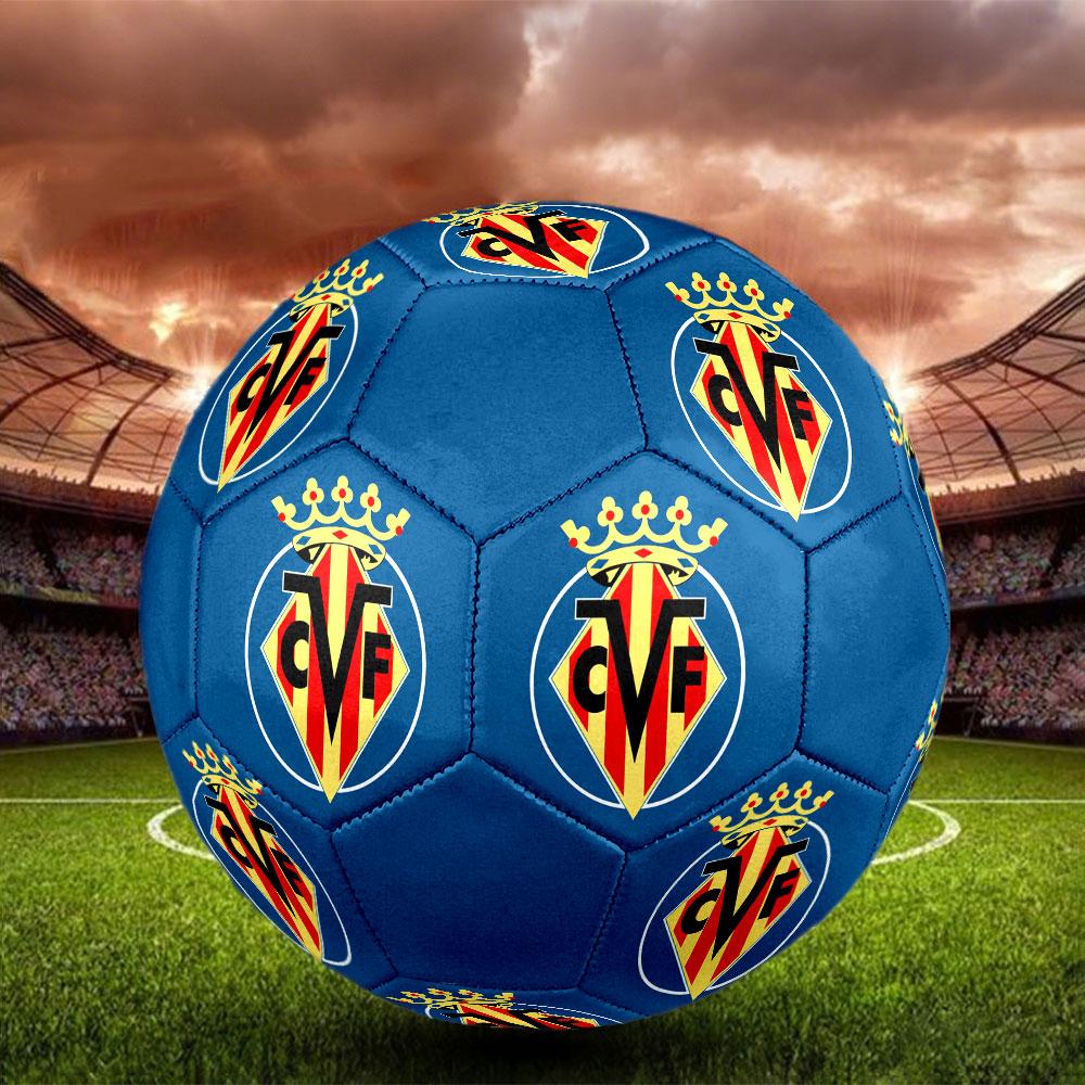 FC Villarreal Size 5 Soccer Ball, Machine-Stitched PVC, Durable & High Bounce, All Ages Fit, Fan Merchandise, Matches & Outdoor Use.