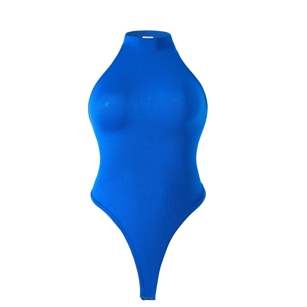 Women's Sleeveless Round Neck Bodysuit with Button Tights - T-Shaped Body Shaper