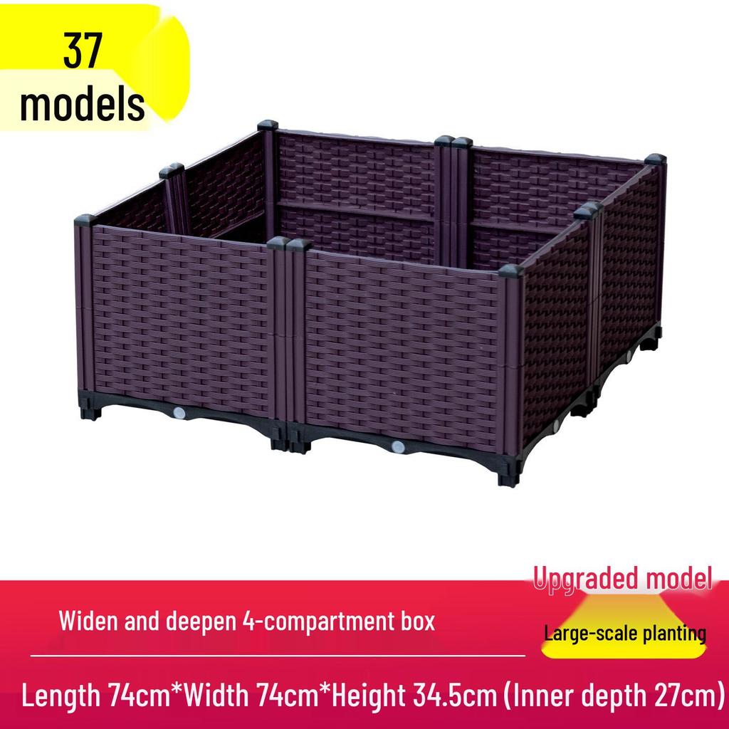 Outdoor Flower & Vegetable Planter: Large Rectangular Plastic Box for Balcony & Rooftop Gardening