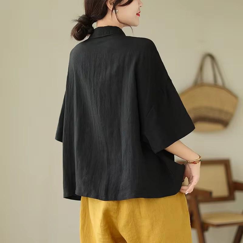 Summer Short-Sleeved Shirt Women Fashion Korean Casual Solid Color Shirts Women Loose Blouse Female T-Shirt Top