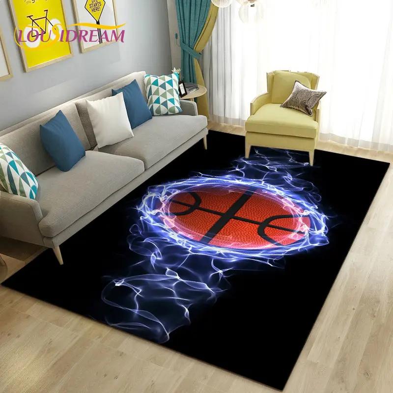 Tappeto 3D Area Basket Grande, Tappeto per Soggiorno Camera da Letto Divano Zerbino Decorazione Cucina, Tappetino Antiscivolo per Gioco Bambini