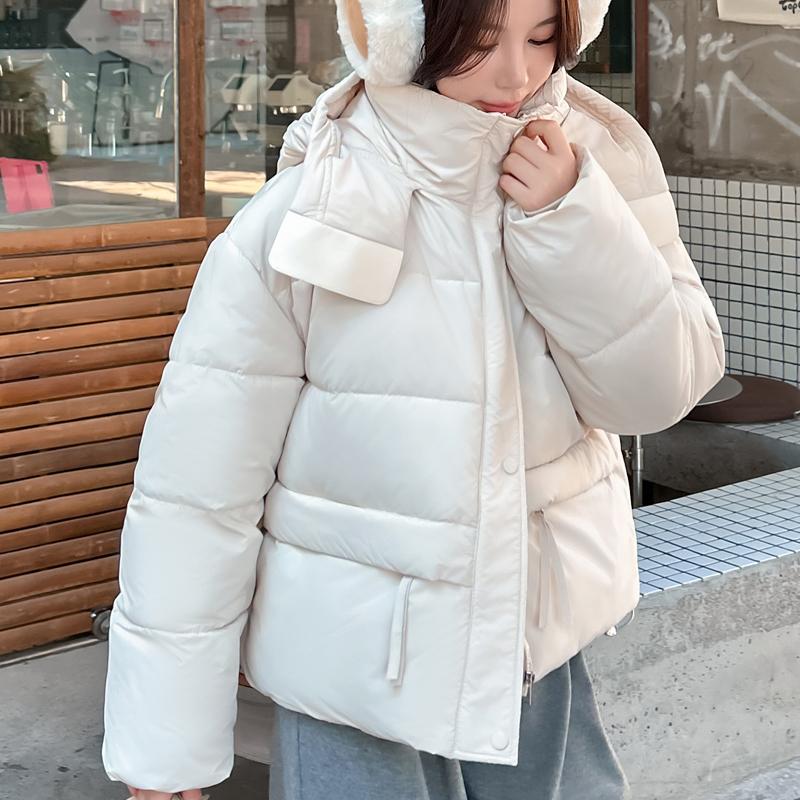 Módní zimní bundy dámské krátké parky s kapucí volné silné teplé svrchní oděvy ležérní dámské kabáty