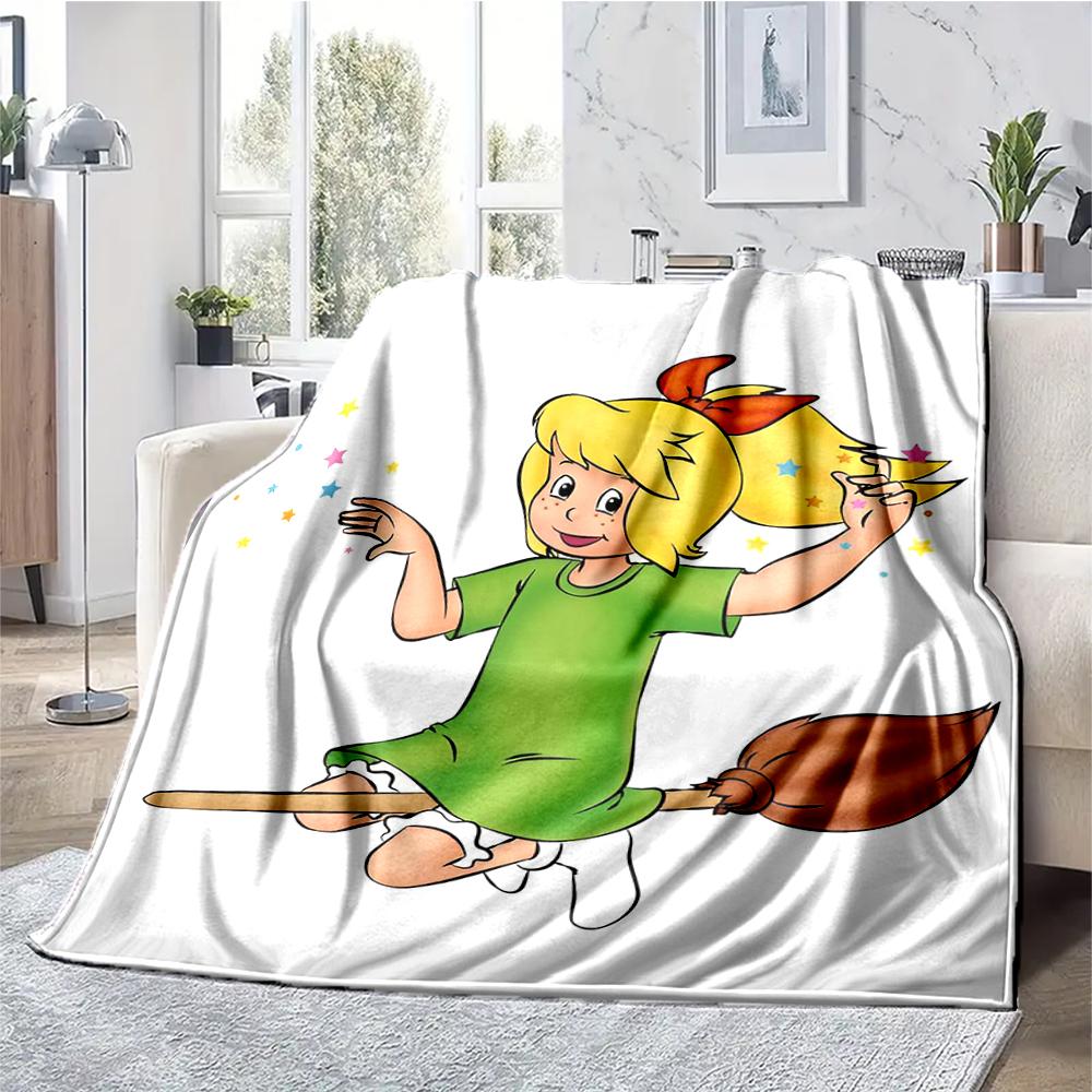 Bibi Blocksberg Theme Printed Blanket - Perfect for Couch, Bed, Travel & Outdoor Use | Machine Washable, Cozy & Durable.