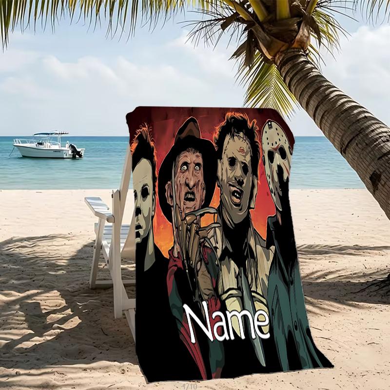 Customizable personalized beach towels Horror movies themed designs.Suitable for the beach, yoga, sports;ideal as beach accessories