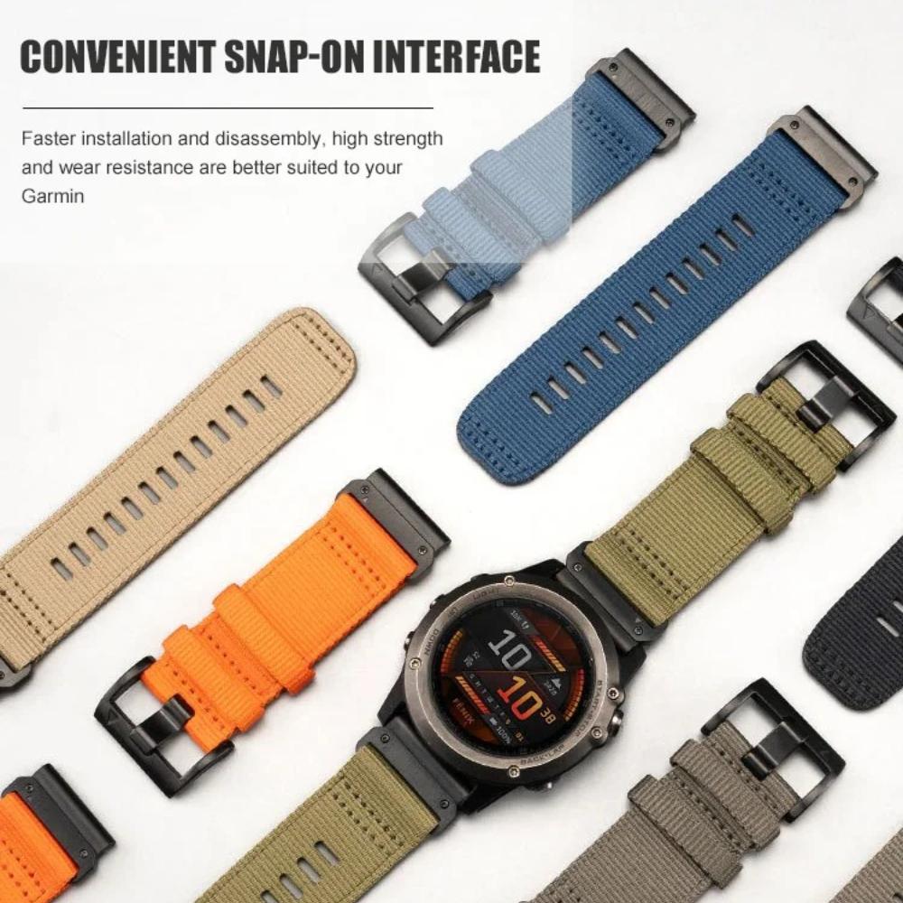 22mm/26mm QuickFit Nylon Strap for Garmin Fenix 8 Pro 8 7X 7 Pro/Tactix 8/Instinct 3 2X/Forerunner 970 965 955/Descent G2/Enduro 3