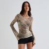 Women S Loose Fit Animal Print Long Sleeve Sexy T Shirt