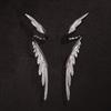Minimalist Creative Sliver Color Feather Texture Wings Piercing Tud Earrings for Women Retro Personality Jewelry Accessory Gift