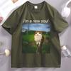 Im A New Soul Funny Cat Owl Tshirt Funny Meowl Meme T Shirt Silly Cat Short Sleeve Tshirt Loose Round Neck Streetwear