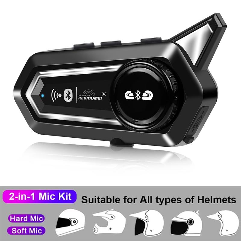 

1/2x мотоциклетный шлем Bluetooth гарнитура интерком 1000mAh MOTO коммуникатор 500m переговорное устройство гарнитура для звонков с фонариком