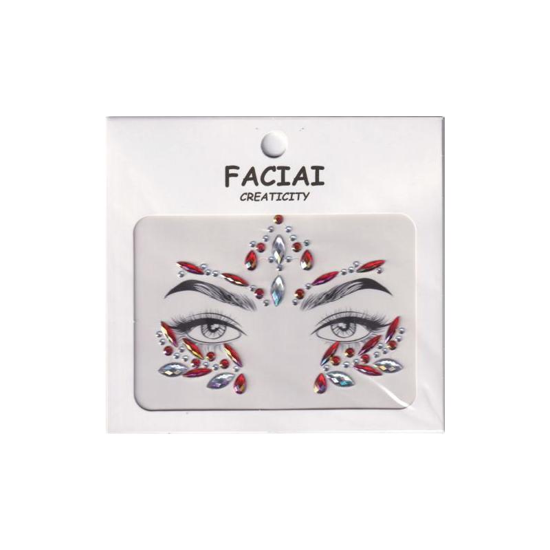 Silver Face Gem | Holographic Rhinestone Face Stickers | Festival & Party Face Decor .