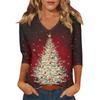 Women's Casual Fashionable Sexy Comfortable V-Neck Christmas Three-Quarter Sleeve Top