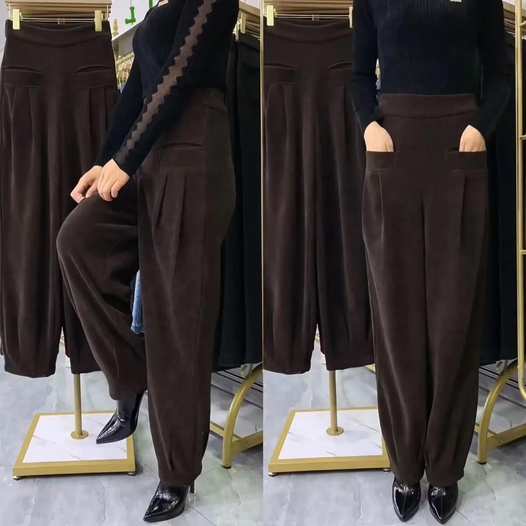 Autumn Winter  Women's High-Waisted Corduroy Chenille Harem Pants Lantern Pants Loose Fit