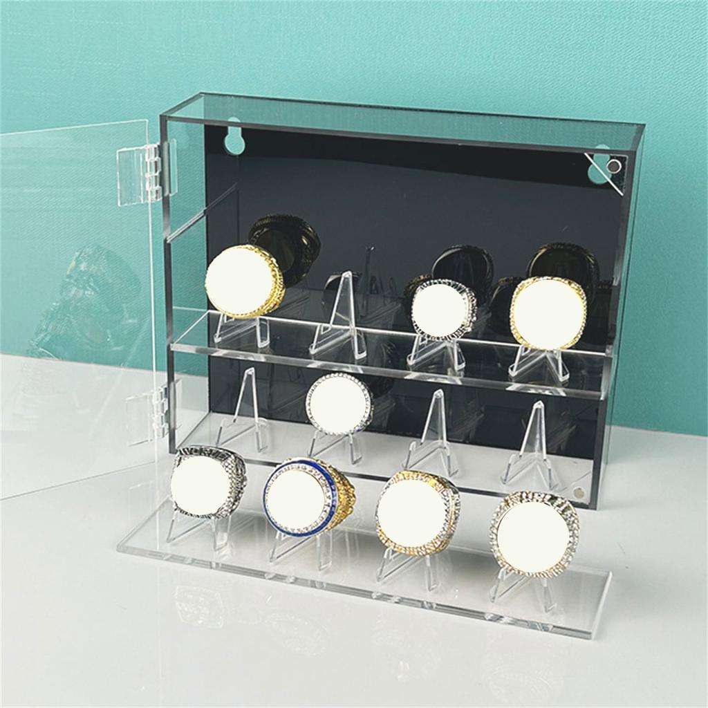 Sturdy Acrylics Championship Rings Display Case Wall Mountable Baseball Rings Holder Large Capacity Sports Organizers