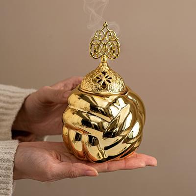 Retro Luxury Gold Arabic Incense Burner Home Meditation Ceramics Incense Burner Aromatherapy Middle East Decor Home Yoga Camping