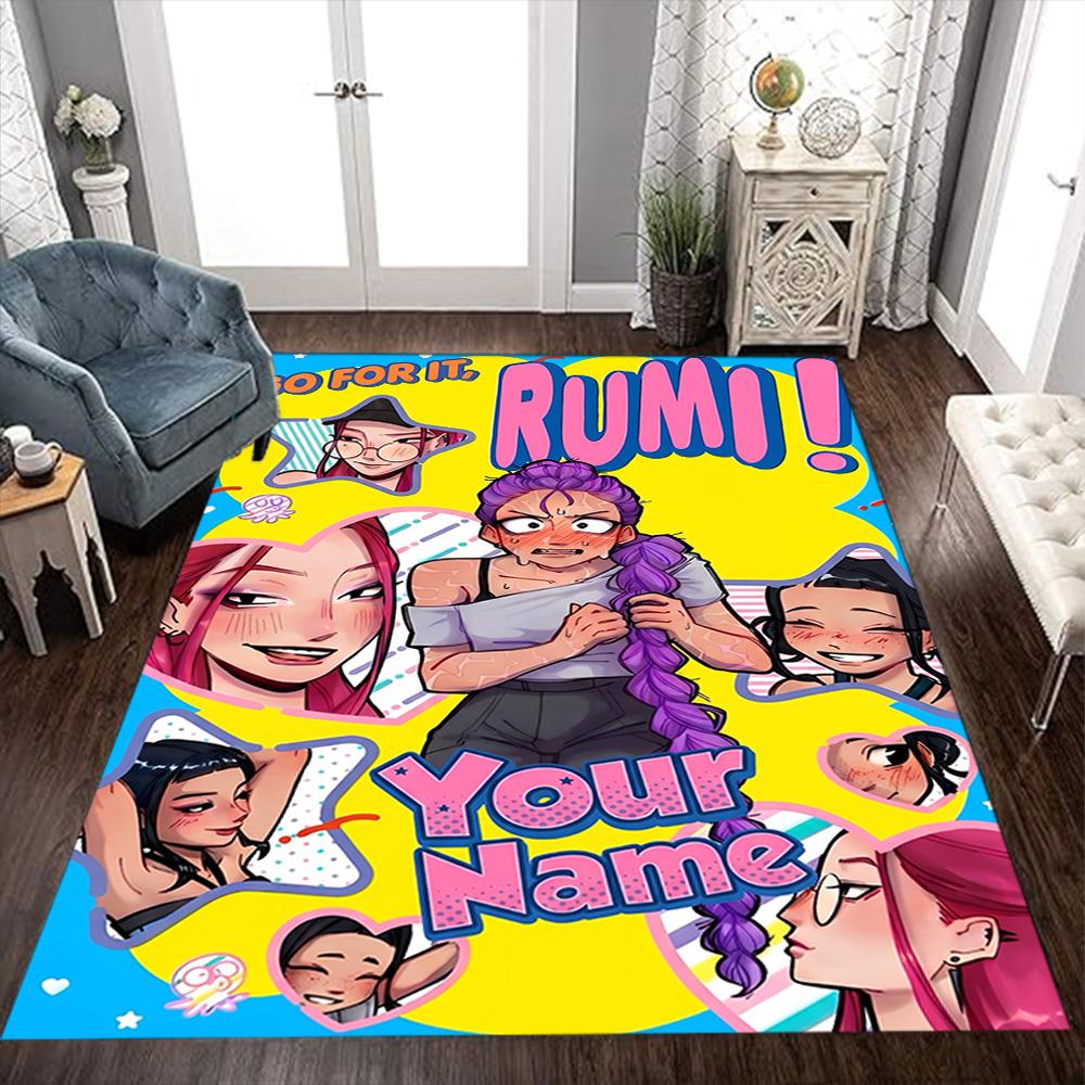 Purple Magic Demon girls group Customized Name Floor Mat Suitable for Kitchen Dining Room Playrooms Balcony Antislip Carpet Office home decor Best for