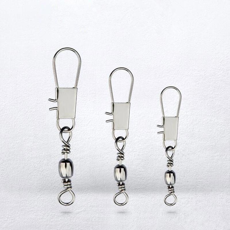 20Pcs Fishing Line Connector Solid Fishing Barrel Swivel Rings Interlock Snap Fishhooks Accessories