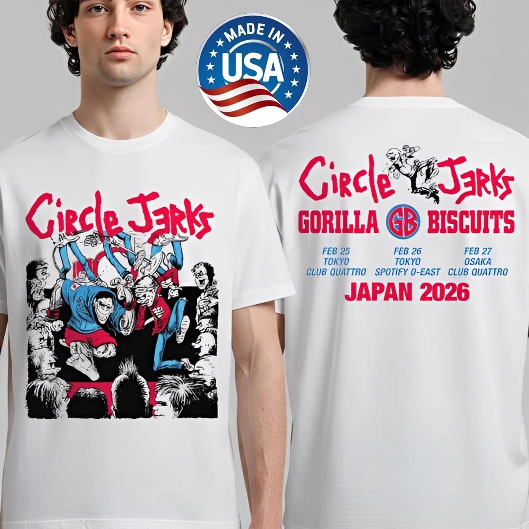 Circle Jerks Japan Tour 2026 Merch X Gorilla Biscuits Unisex Two Sided T-Shirt S