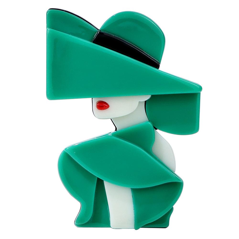 

Акриловая одежда, платье, шляпа, брошь для девочки, ацетатный лист, женская одежда, аксессуары зелёный