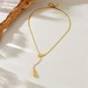 Gold Teardrop Lariat Necklace Adjustable Snake Bone Chain Necklace for Women Minimalist Jewelry