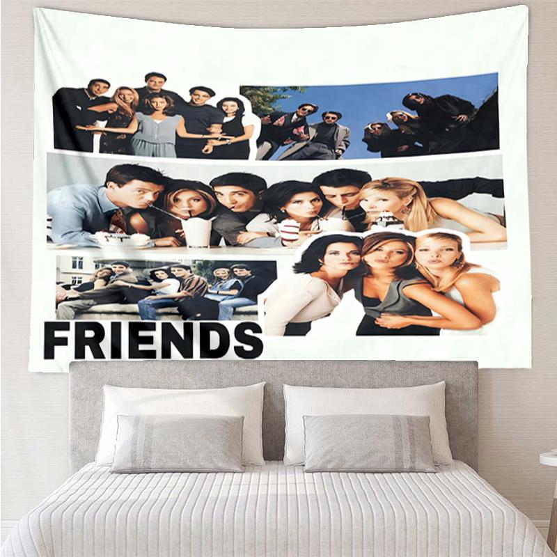 Friends Print Tapestry, Backdrop, Easy Setup, Ideal for Bedroom, Office & Living Room, with Aesthetic Wall Hanging Decor.