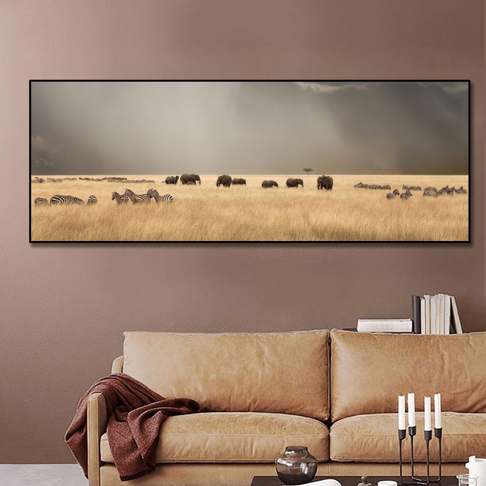 Abstract Wall Art Oil Painting Posters and Prints Wall Art Canvas Painting Elephant Zebra Animal Pictures for Living Room Decor