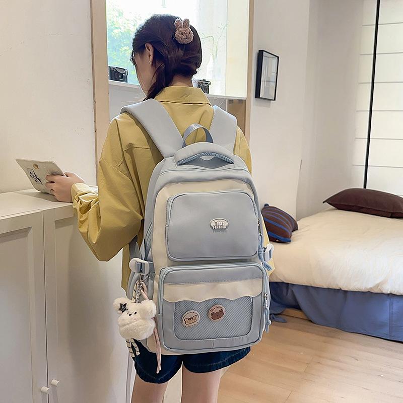 Schoolbag schoolbag for female primary school students Grades 3 to 6 Large-capacity backpack Strong and durable Middle school student contrasting