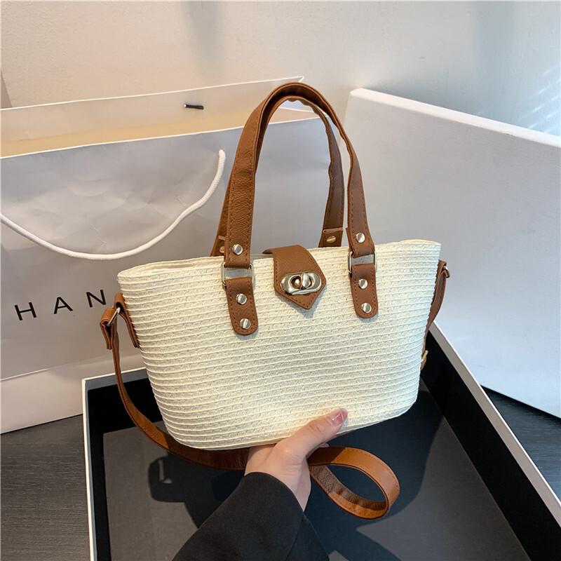 

Женская соломенная сумка через плечо в стиле пэчворк контрастного цвета, сумка через плечо в стиле вестерн