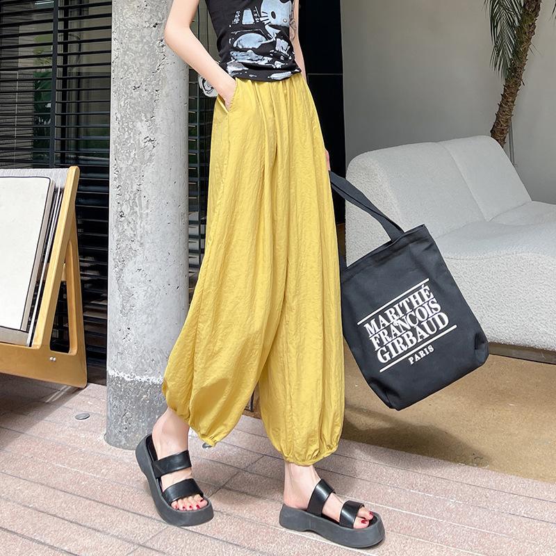 Summer Japanese Pants Casual Sunscreen Tied Feet Lantern Wide-leg Pants