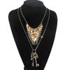 Key Tassel Exaggerated Multi-layer Necklace Retro Bohemian Cool Style Pendant Jewelry