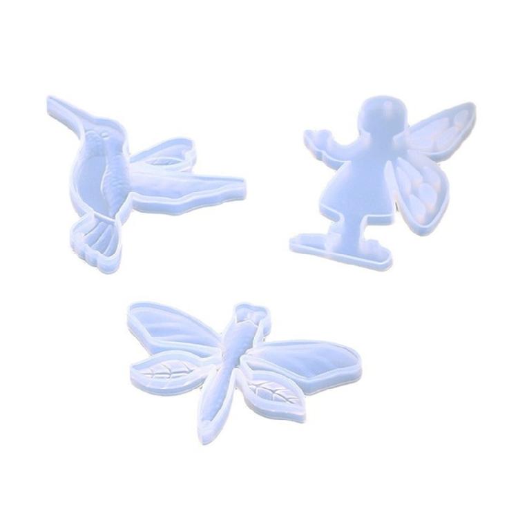 

Multifunctional Silicone Craft Molds for Resin Clay for Double Hole Pendants Featuring Hummingbird Dragonflies Girl Shape 1