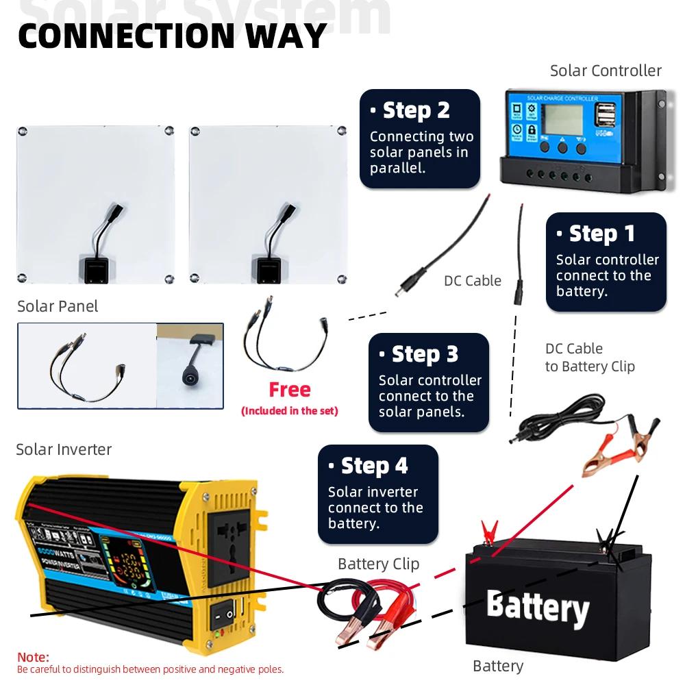 6000w 220v Solar Plate Complete Kit House Plug 200w Solar Panel Kit With Battery And Inverter Intelligent Solar Kit For Camping
