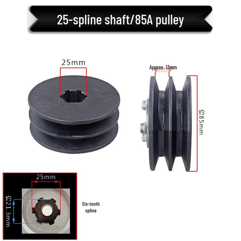 Dual Groove Pulley for Air-Cooled Diesel Engines - 8/B Groove, 178/186/188 Spline Shaft, Six Teeth