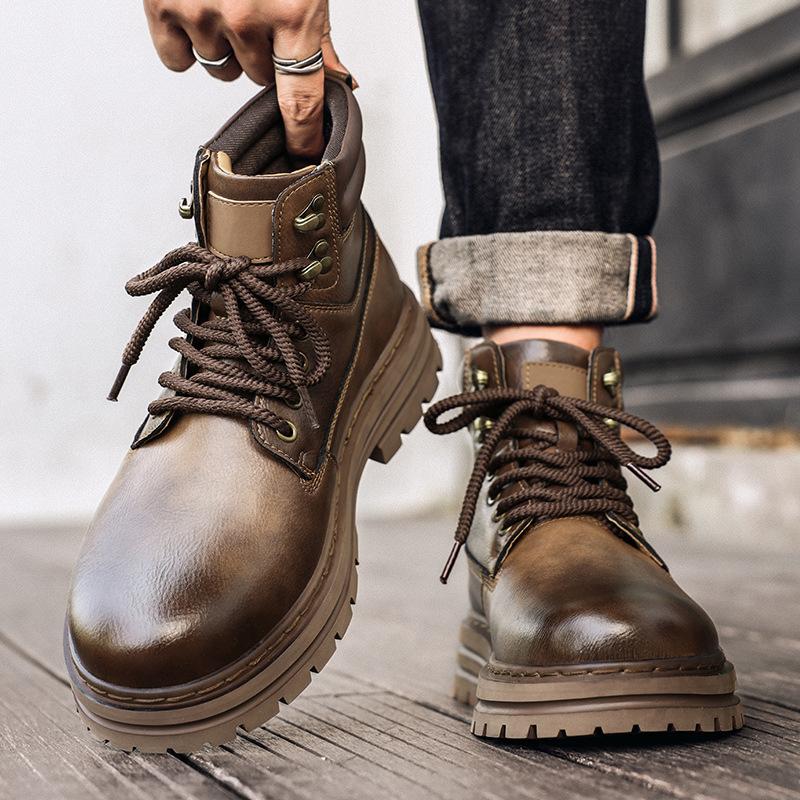 

Ботинки Martin из коровьей кожи в стиле ретро, мужские, осенне-зимние, новые рабочие ботинки на платформе, короткие ботинки в британском стиле, дышащие, рабочие ботинки для улицы 43