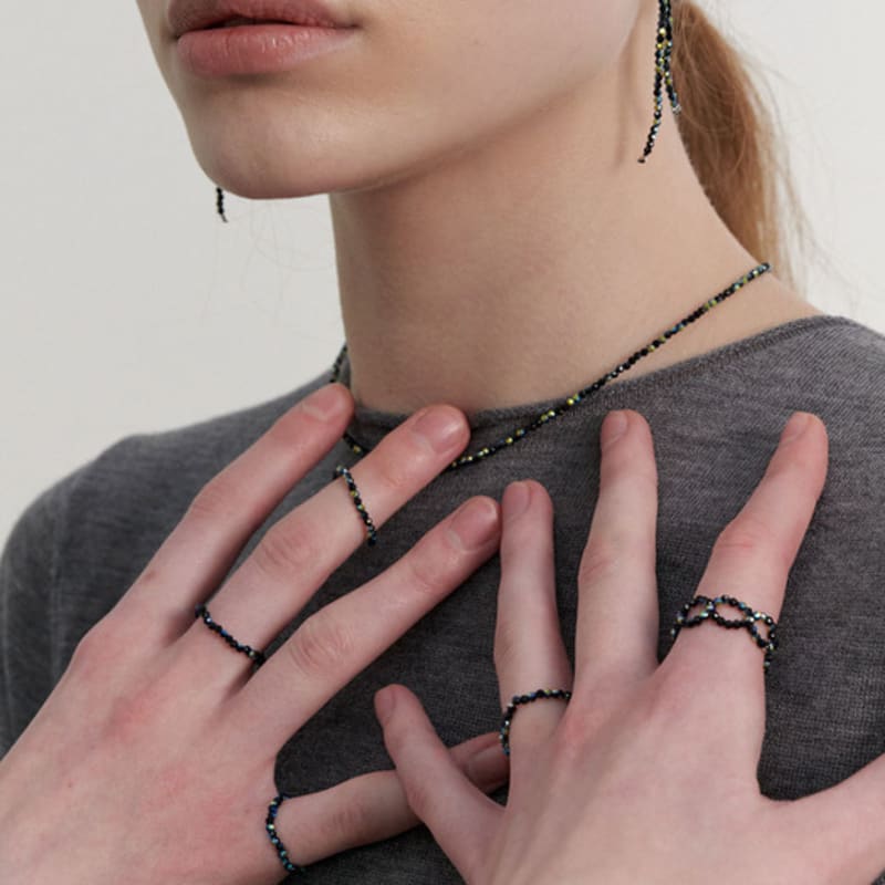 LOVE ME MONSTER [3 SET] Shining Beads Rings (L241MRI030)