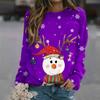 Women's Fashion Casual Long Sleeve Christmas Printed Neck Sweatshirt Top