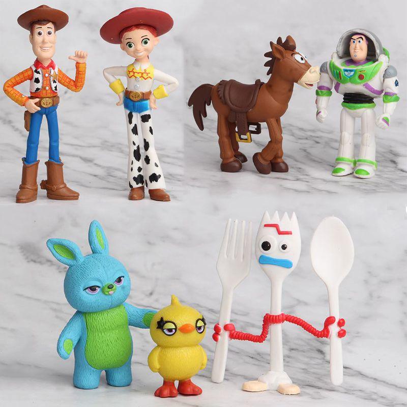 Toy Story 4 Woody Lightyear Rex Alien Bear 7 Pcs Action Figure Cake Topper Toys Vibrant And Detailed Pvc Collectibles