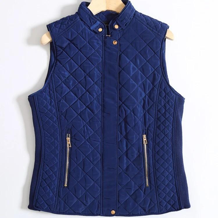 Gilet Imbottito Caldo da Donna Autunno/Inverno con Collo Alto, Slim, Senza Maniche, con Zip