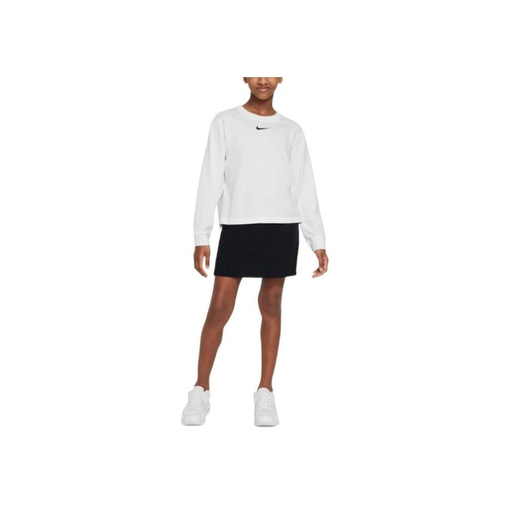 Nike Sportswear Essentials Logo Print Long Sleeve T-Shirt Kids Tops White DV0575-100