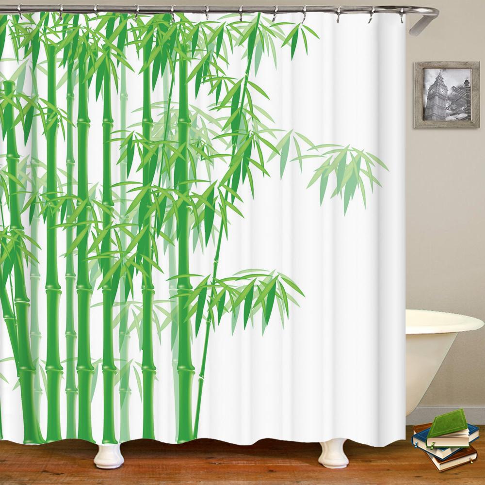 Tropical Plants Green Leaf 3D Printing Shower Curtain Polyester Waterproof Bathroom Curtain Home Decoration Curtain With Hook